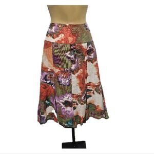 Skirt Womens 14 Knee Length Multicolor Dark Floral Artsy A Line Goblincore Fairy